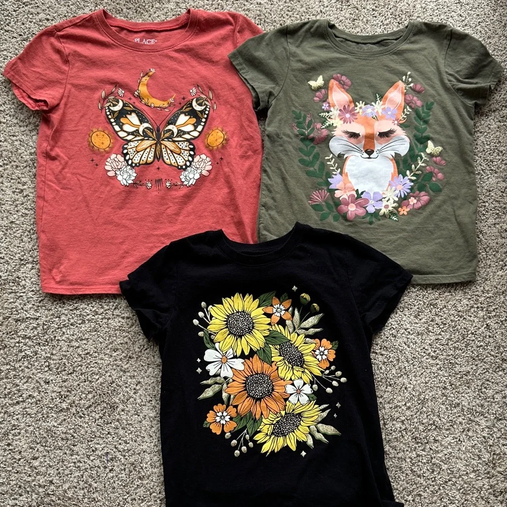 3 - Children’s Place girls medium Short Sleeve Autumn Fall Graphic Tees